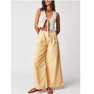Free People light as spring wide leg trouser Pants Yellow